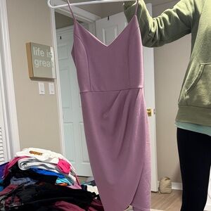 Lulu's Elegant Mauve Spaghetti Strap Midi Dress